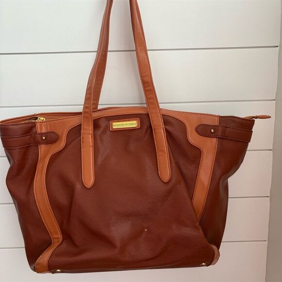 Adrienne Vittadini Handbags - Adrienne Vittadini Women's Large Brown Leather Tote Bag